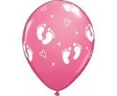 Μπαλόνι Latex 11" Baby Girl Footprints Φουσκωμένο Με Ήλιο